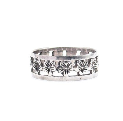 Vintage Forget Me Not Eternity Band in Sterling Silver