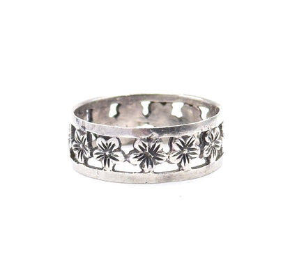Vintage Forget Me Not Eternity Band in Sterling Silver