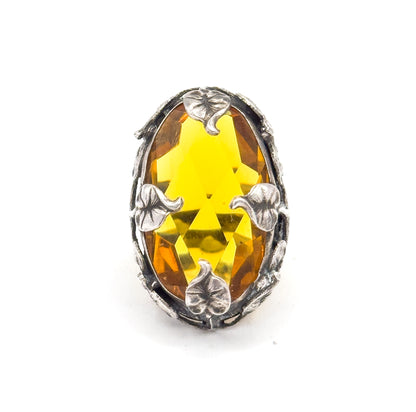 Art Nouveau Golden Paste Leaf Ring in Sterling Silver