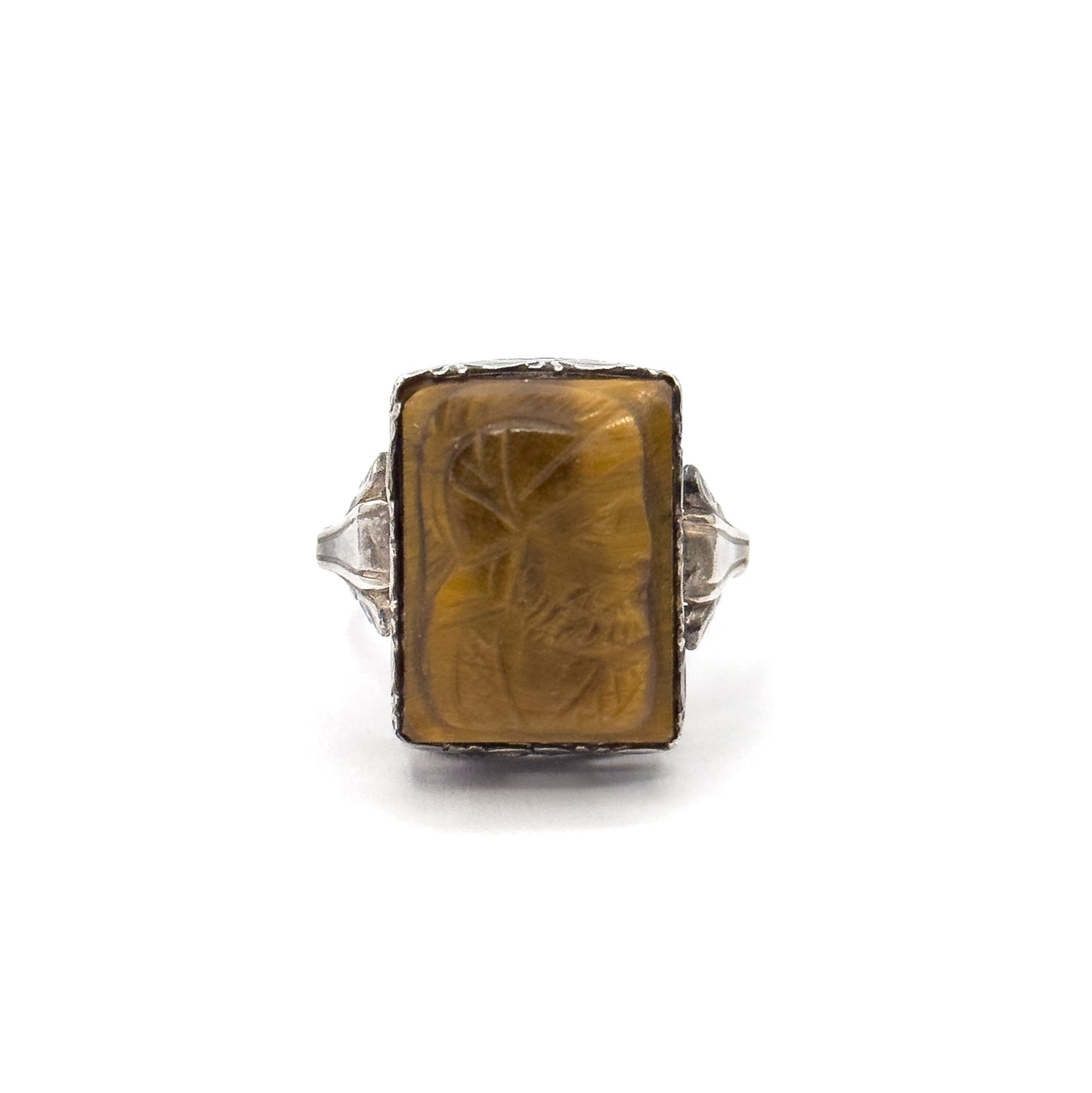 Vintage Tiger-Eye Cameo Ring in 830 Silver