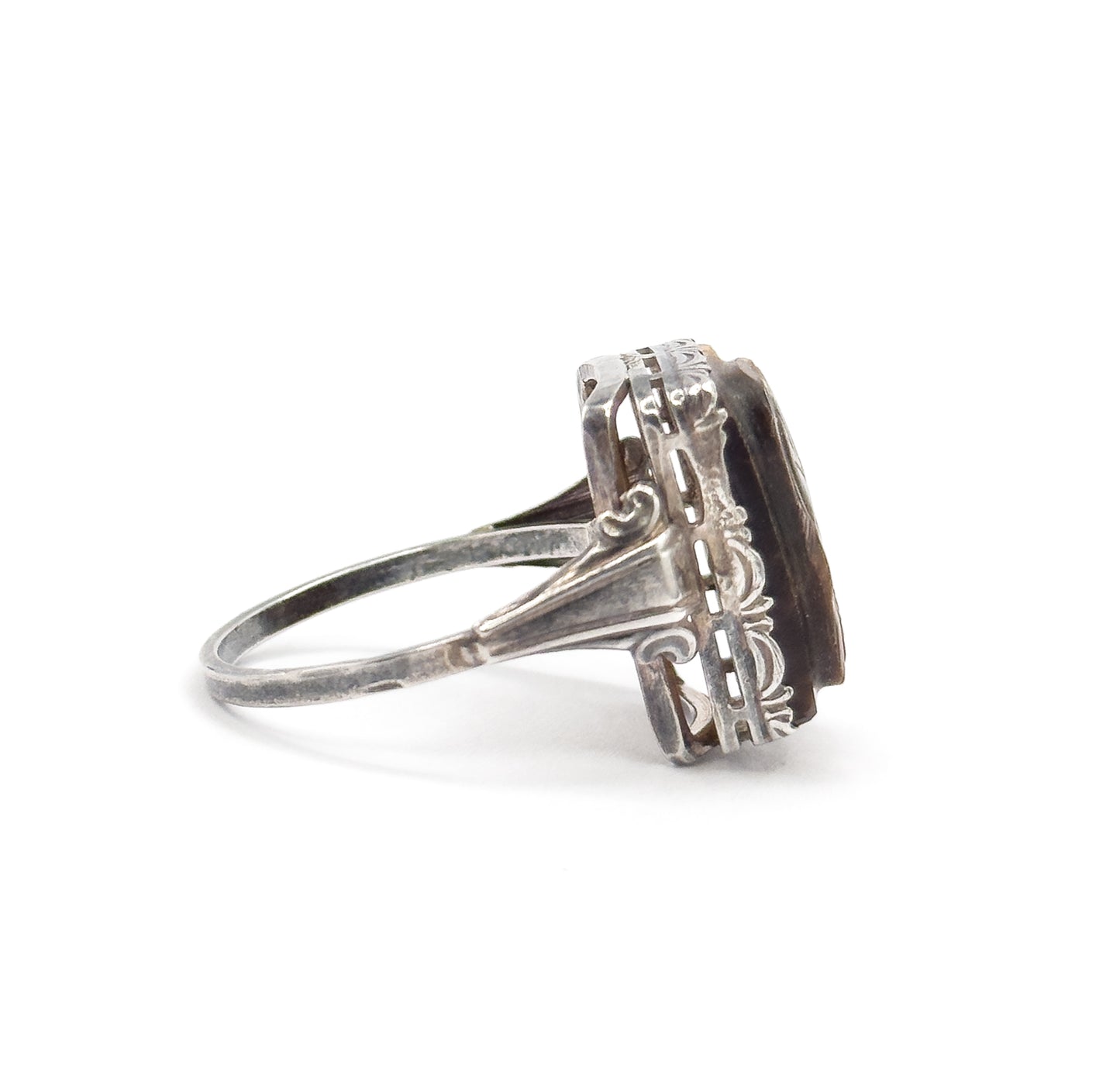 Vintage Tiger-Eye Cameo Ring in 830 Silver