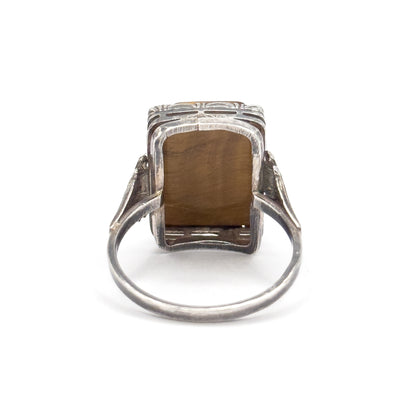 Vintage Tiger-Eye Cameo Ring in 830 Silver