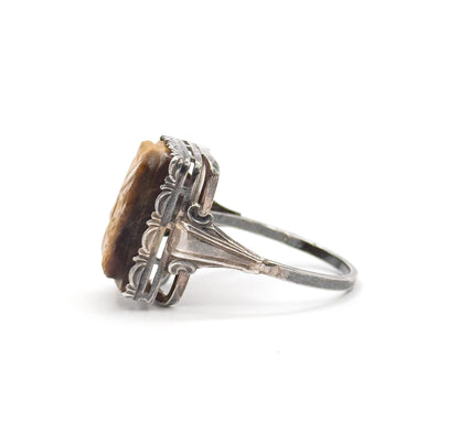 Vintage Tiger-Eye Cameo Ring in 830 Silver
