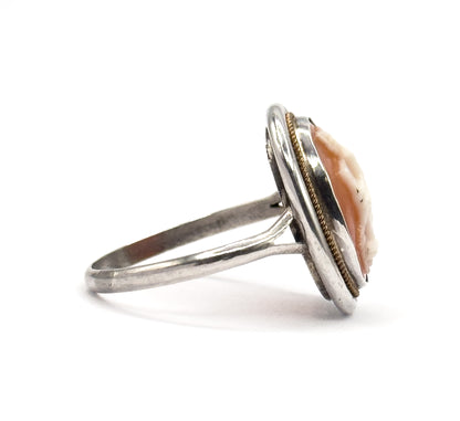 Vintage Shell Cameo Ring in Sterling Silver