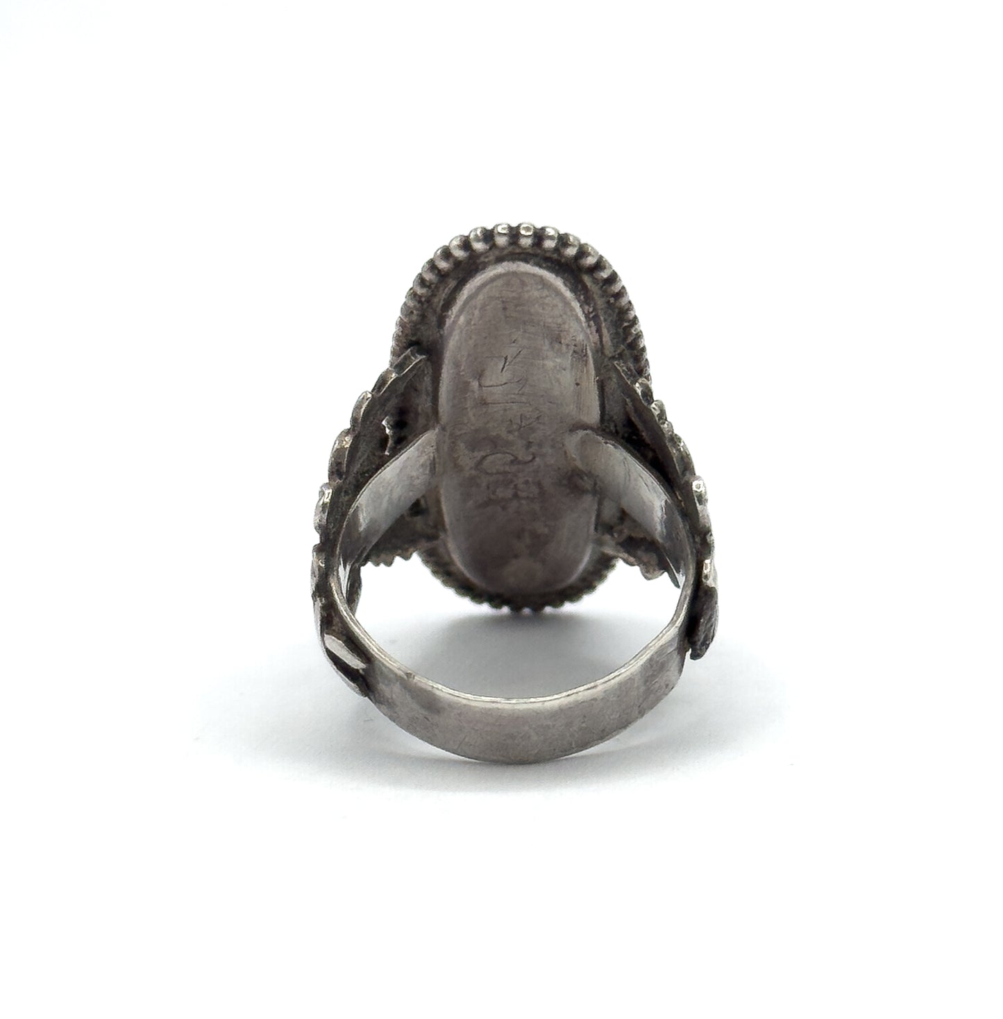Mid-Century Mint Green Glass Daisy Ring in Sterling Silver
