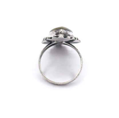 Mid-Century Mother of Pearl Marquise Ring in Sterling Silver