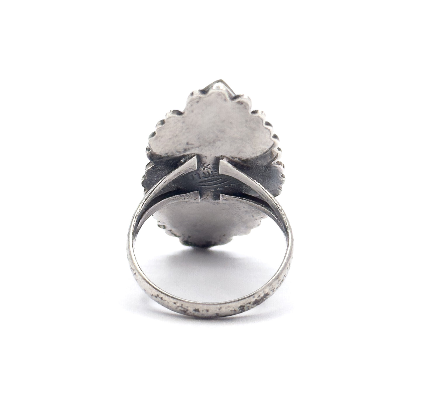Mid-Century Mother of Pearl Marquise Ring in Sterling Silver