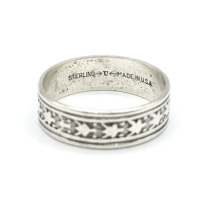 Vintage Sterling Silver Ring with Geometric Pattern