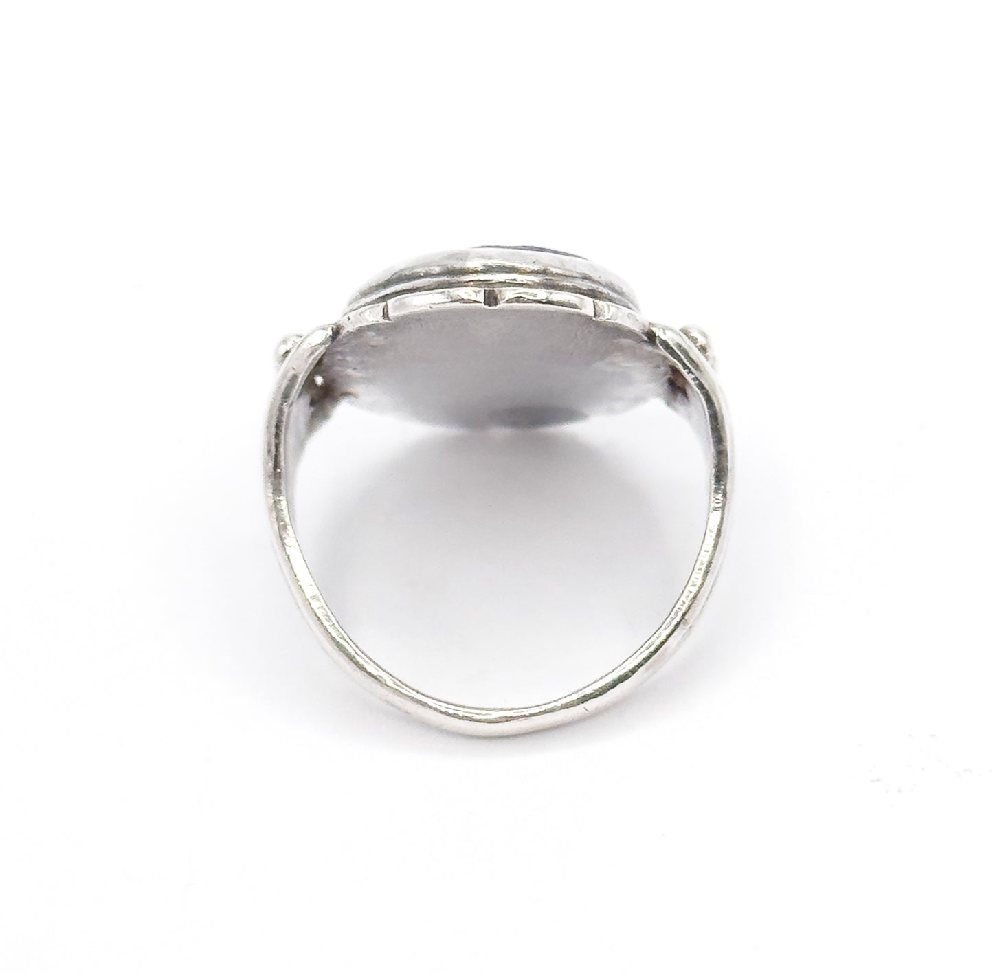 Vintage Blue Enamel Leaf & Berry Ring in Sterling Silver