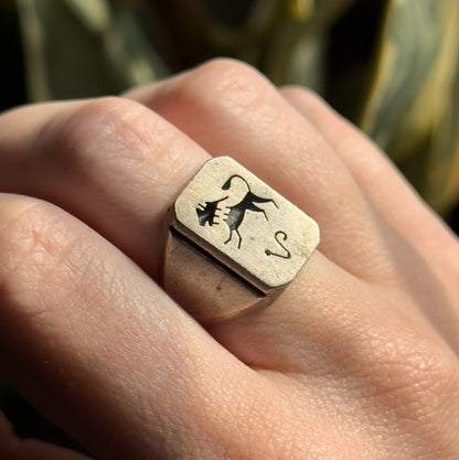 Vintage Leo Zodiac Signet in Sterling Silver