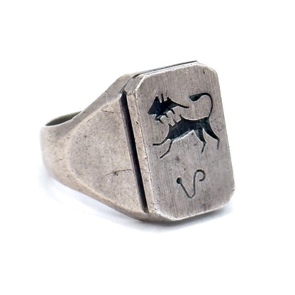 Vintage Leo Zodiac Signet in Sterling Silver