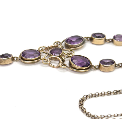 Arts and Crafts handmade Amethyst Pendant Necklace in Vermeil