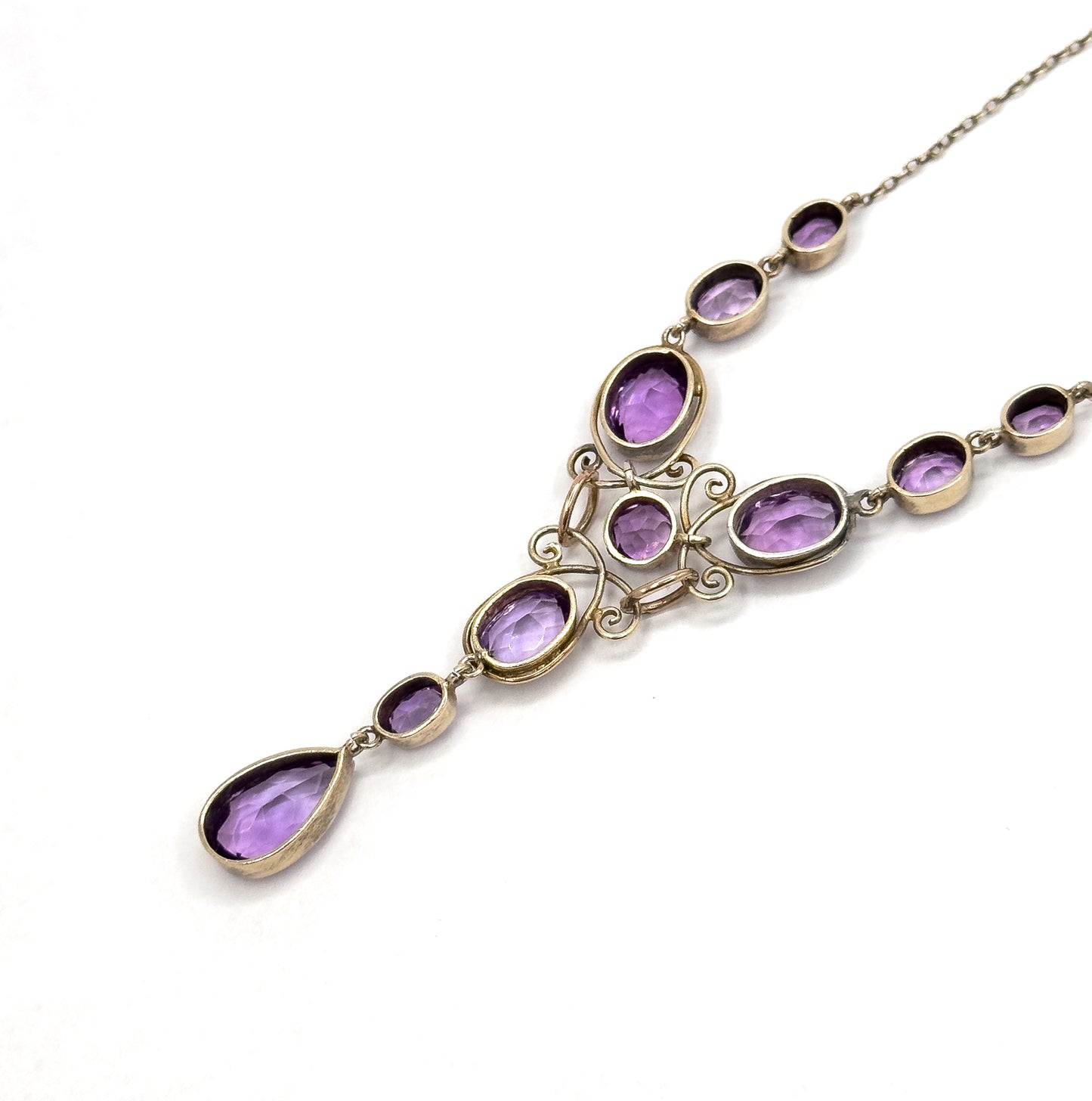 Arts and Crafts handmade Amethyst Pendant Necklace in Vermeil