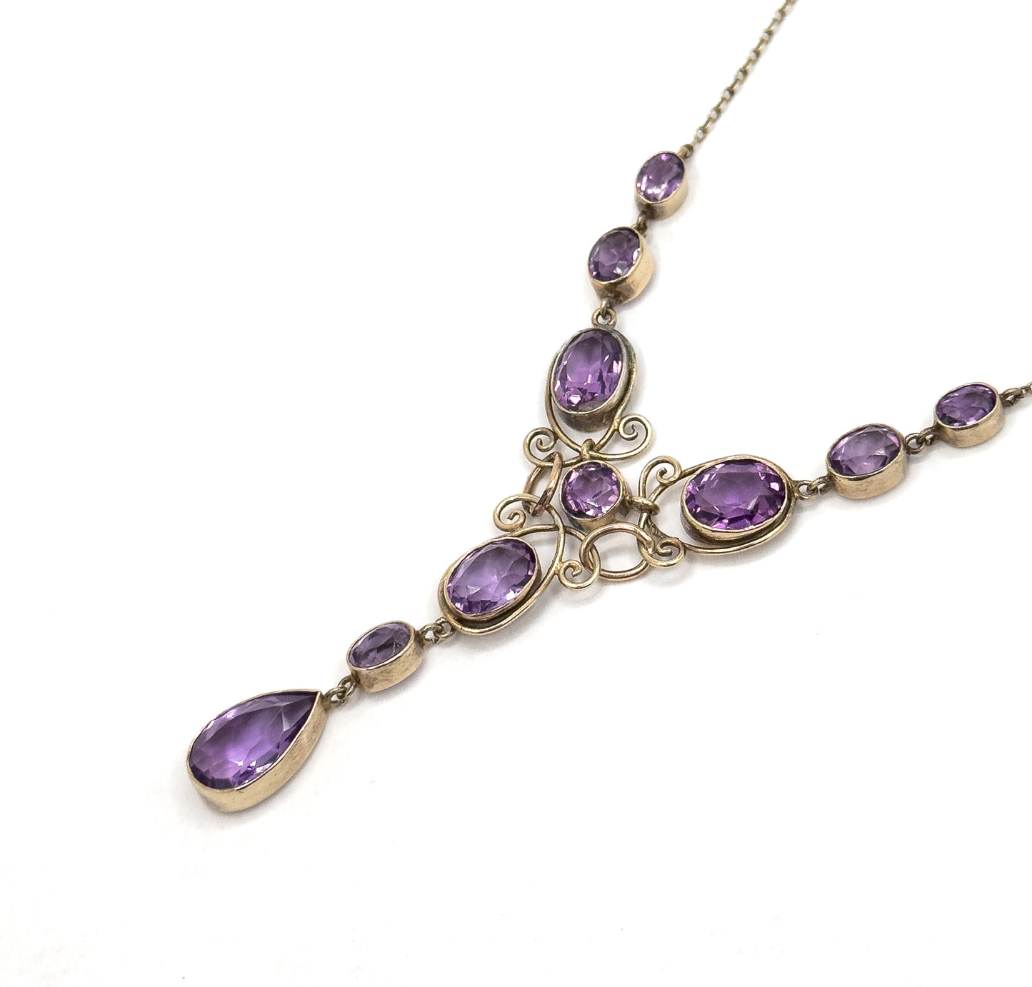Arts and Crafts handmade Amethyst Pendant Necklace in Vermeil