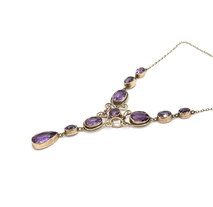 Arts and Crafts handmade Amethyst Pendant Necklace in Vermeil