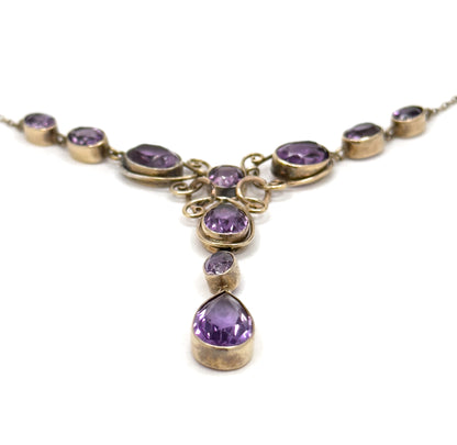 Arts and Crafts handmade Amethyst Pendant Necklace in Vermeil