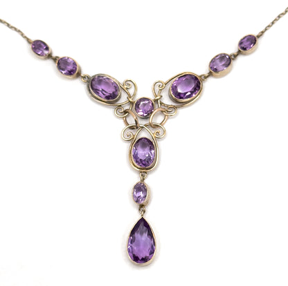 Arts and Crafts handmade Amethyst Pendant Necklace in Vermeil