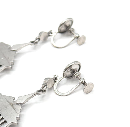 Vintage Late Art Deco Paste Screw Back Earrings