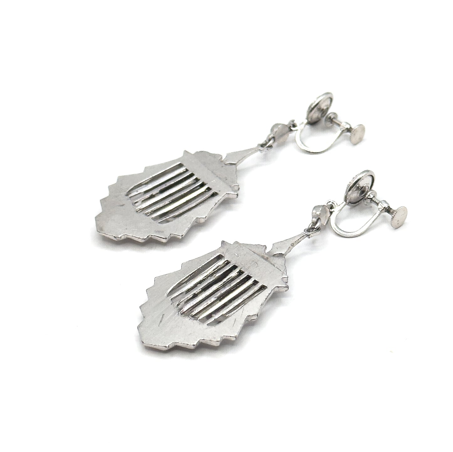 Vintage Late Art Deco Paste Screw Back Earrings