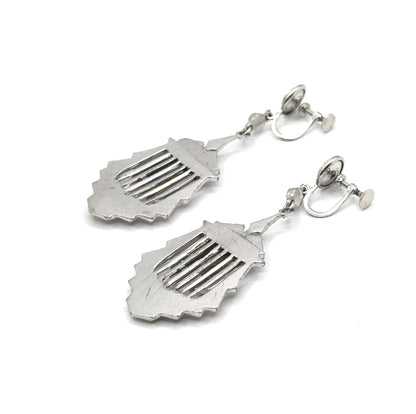 Vintage Late Art Deco Paste Screw Back Earrings