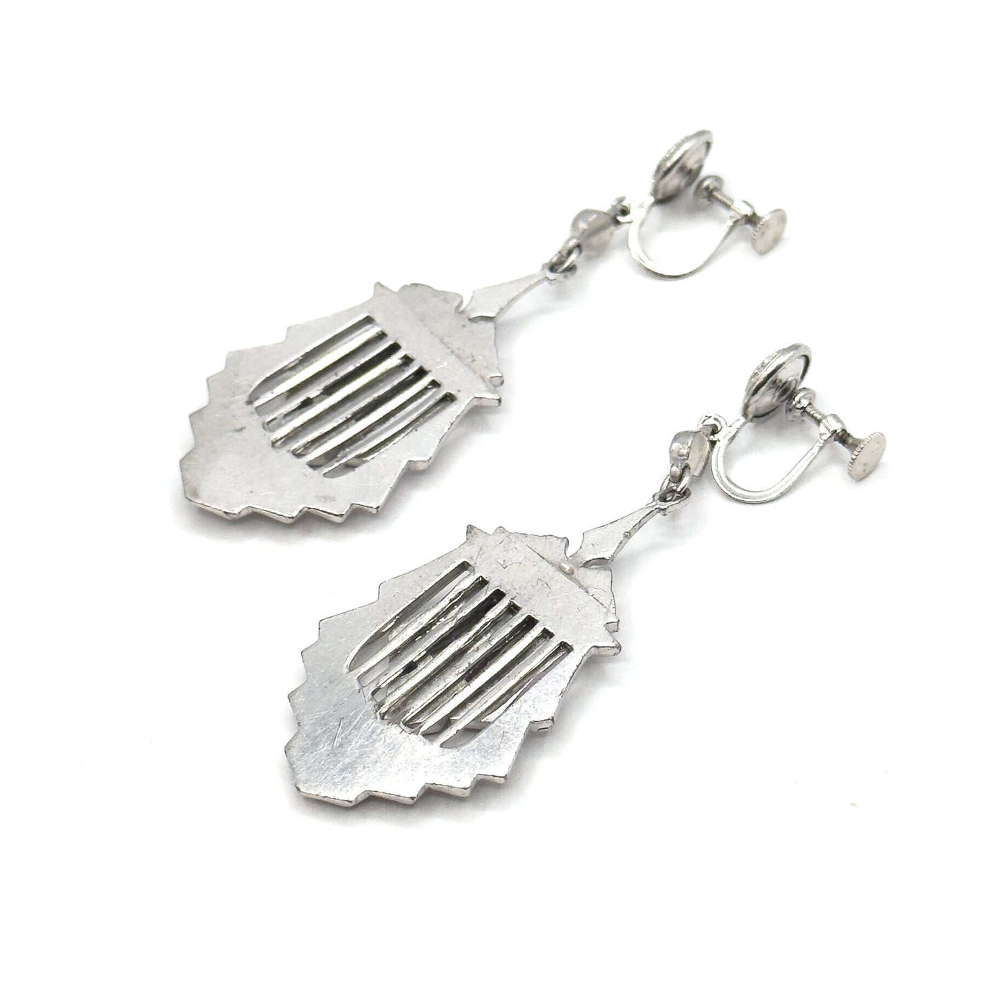 Vintage Late Art Deco Paste Screw Back Earrings