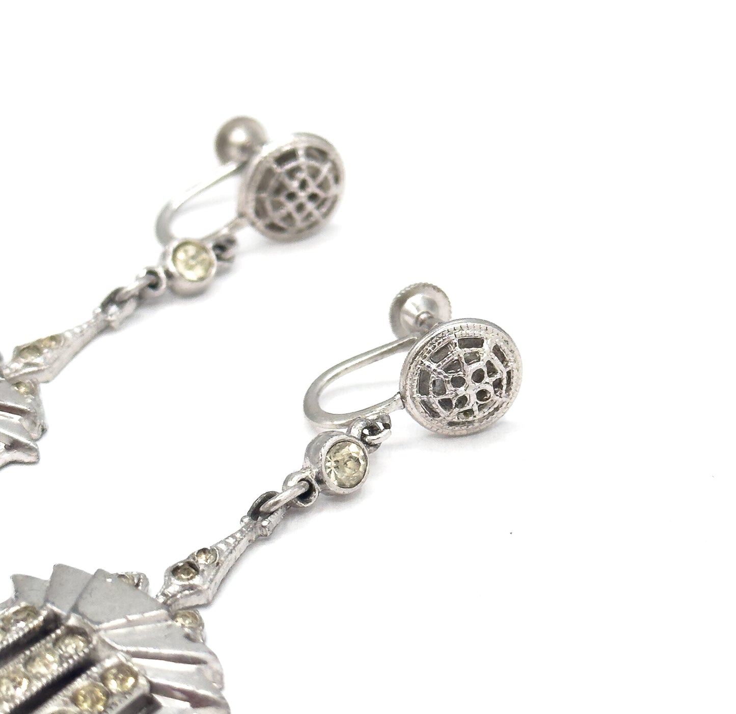 Vintage Late Art Deco Paste Screw Back Earrings