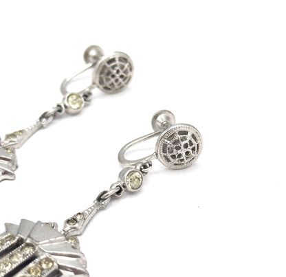 Vintage Late Art Deco Paste Screw Back Earrings