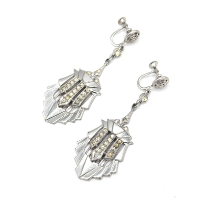 Vintage Late Art Deco Paste Screw Back Earrings