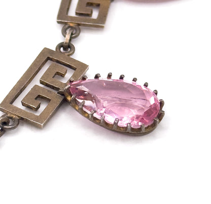 Exceptional Antique Pink Paste Costume Jewelry Earring & Necklace Set