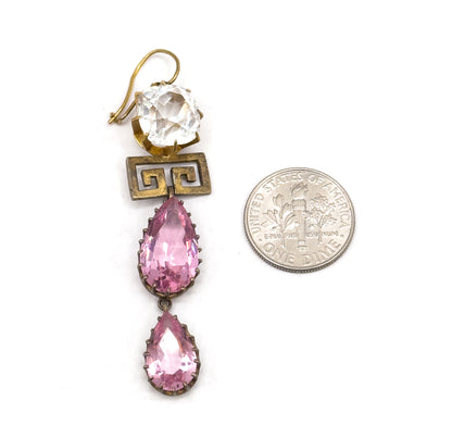 Exceptional Antique Pink Paste Costume Jewelry Earring & Necklace Set