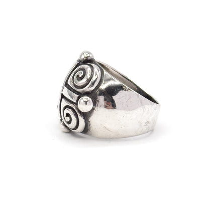 90s Vintage Swirl Chunky Ring in Silver