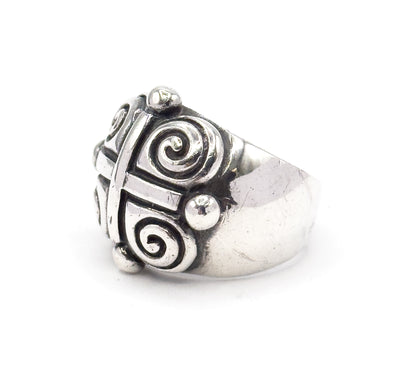 90s Vintage Swirl Chunky Ring in Silver