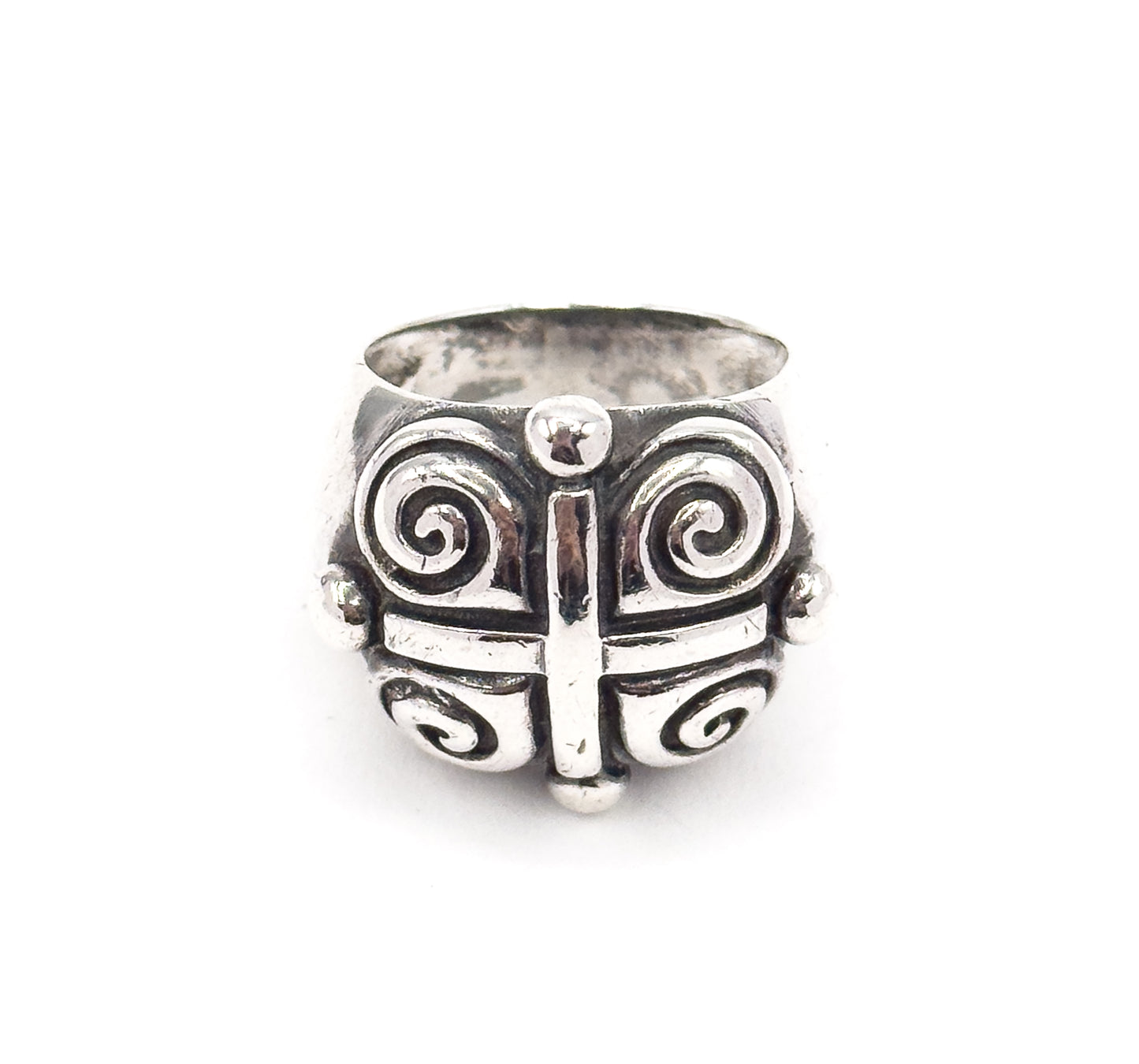 90s Vintage Swirl Chunky Ring in Silver