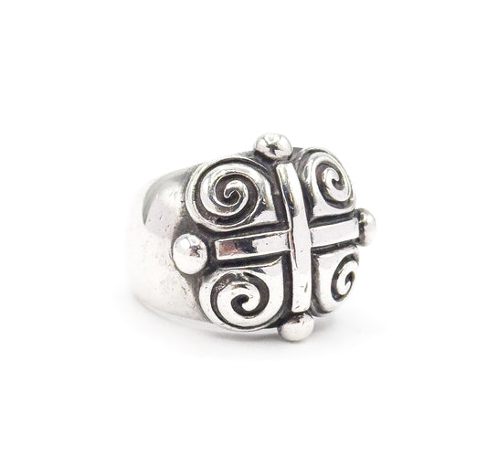 90s Vintage Swirl Chunky Ring in Silver