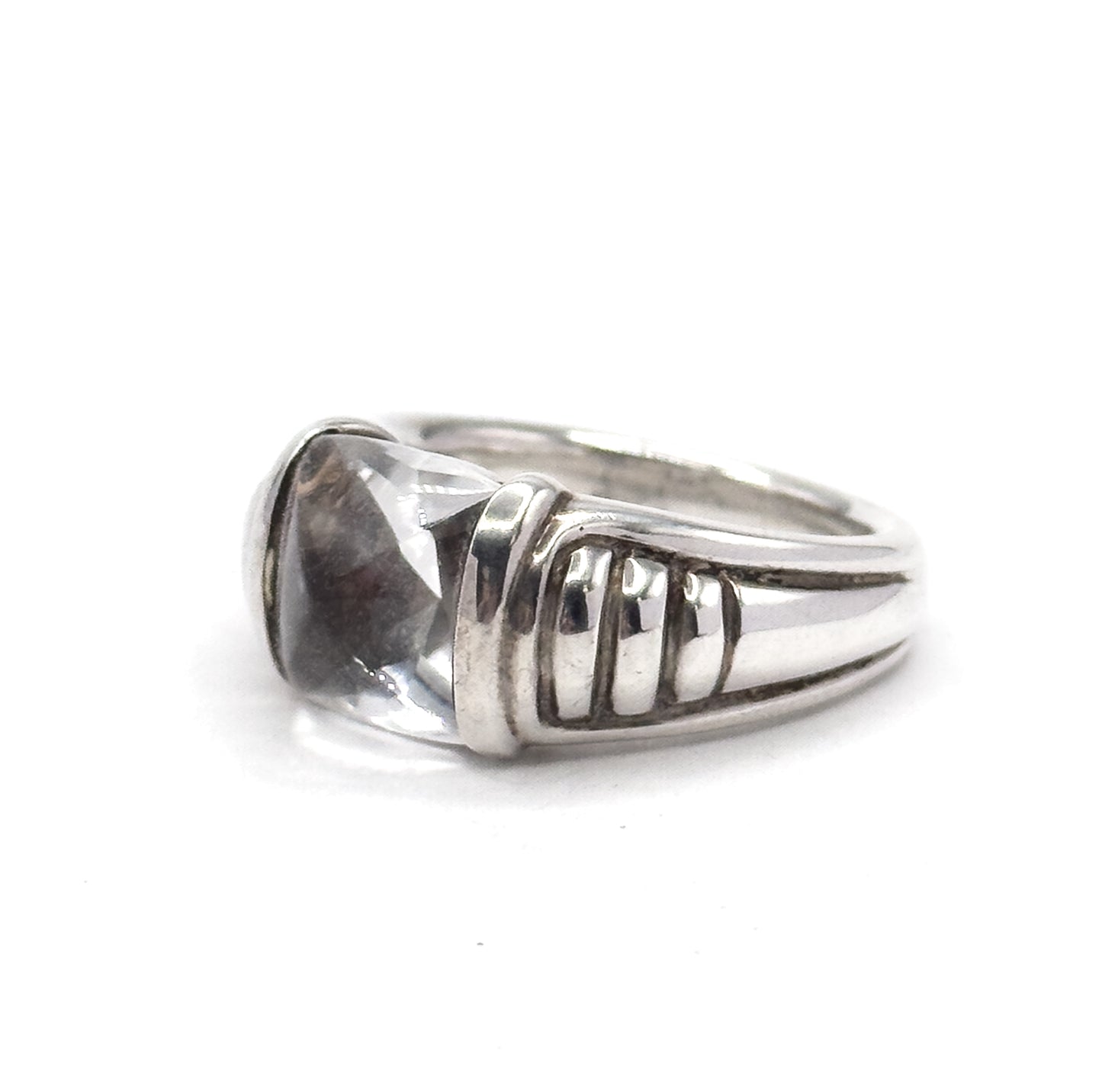 Vintage crystal sugar loaf ring in Silver