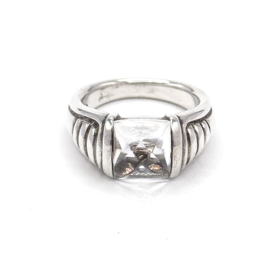 Vintage crystal sugar loaf ring in Silver