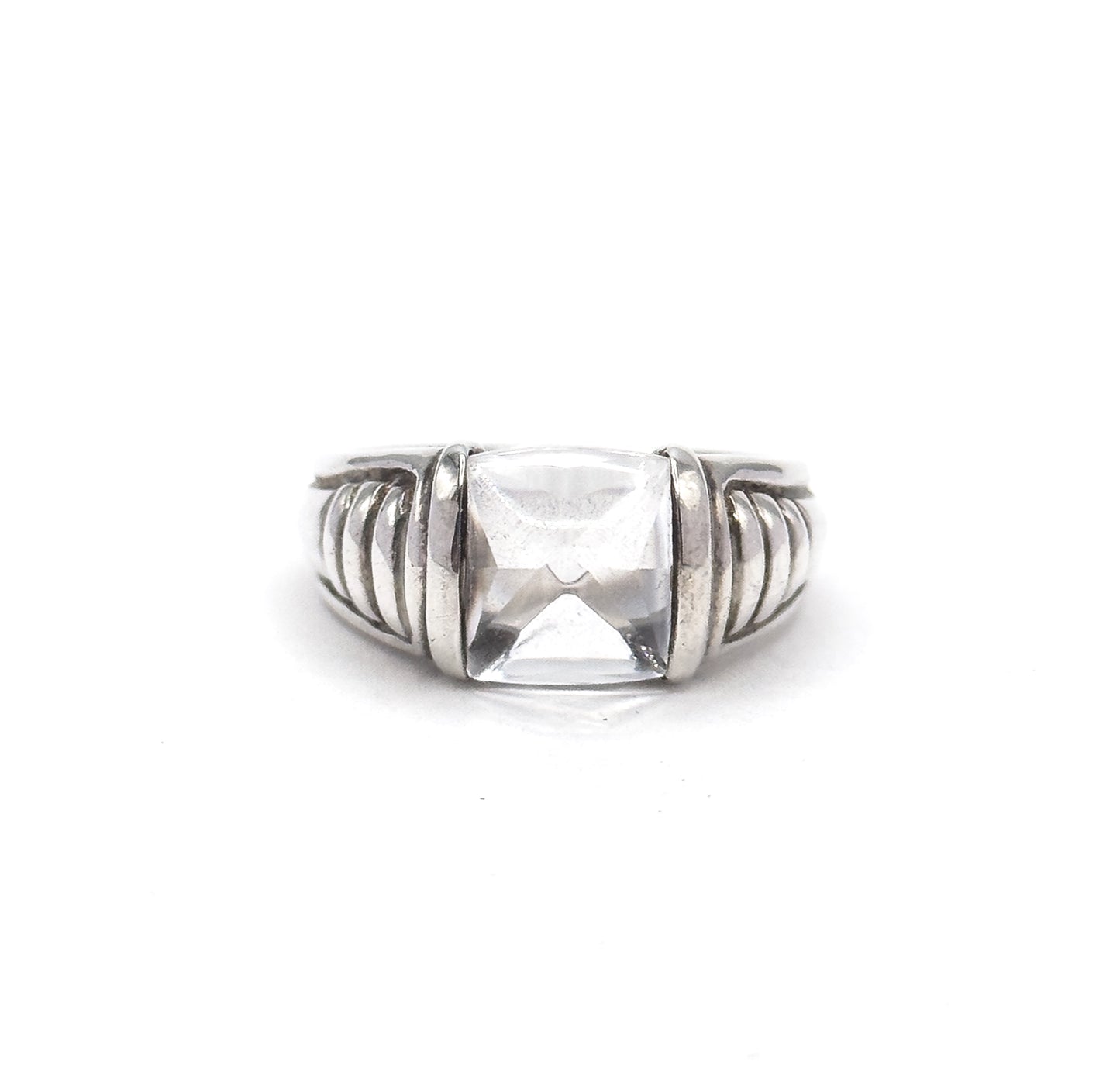 Vintage crystal sugar loaf ring in Silver