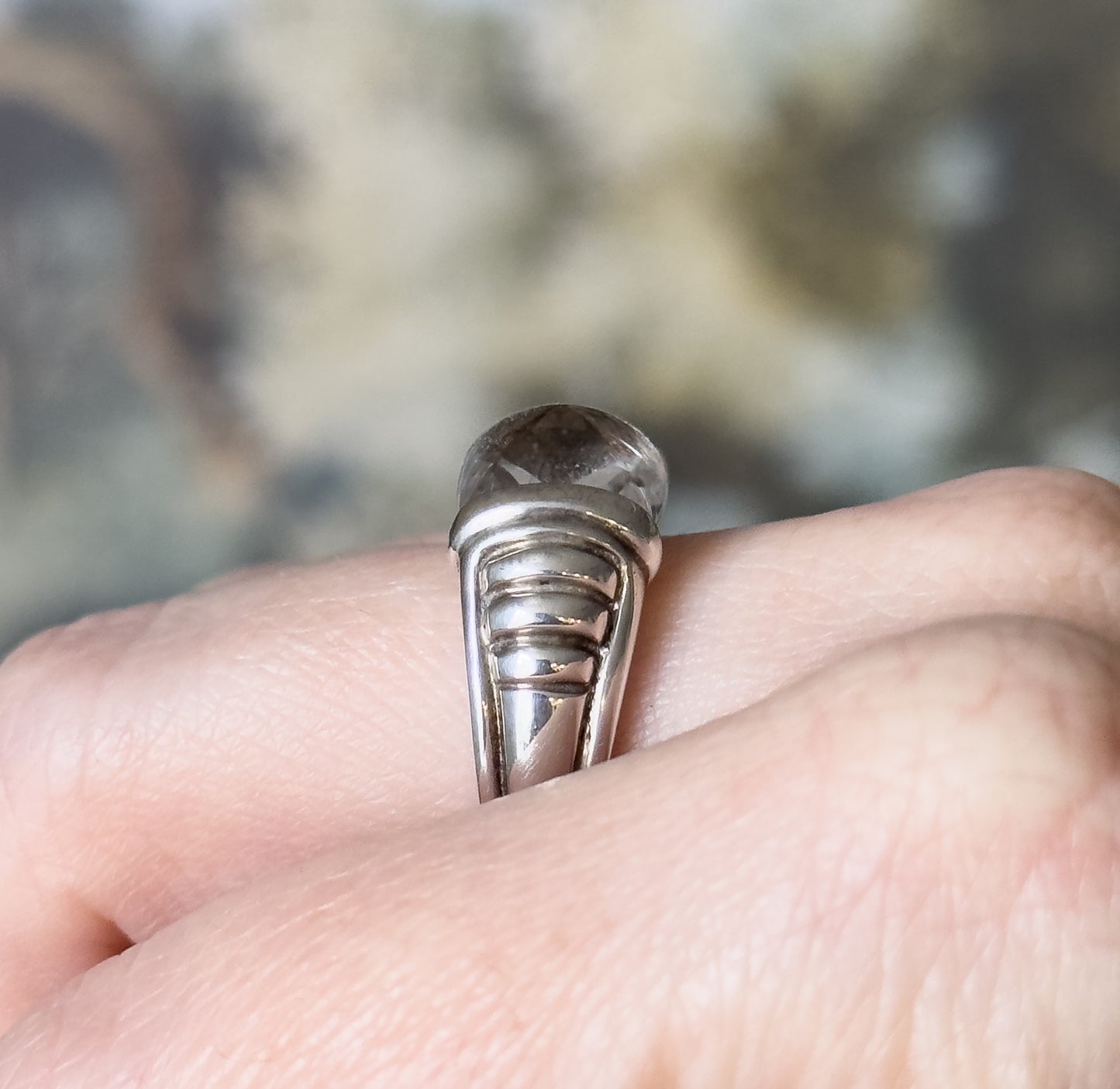Vintage crystal sugar loaf ring in Silver