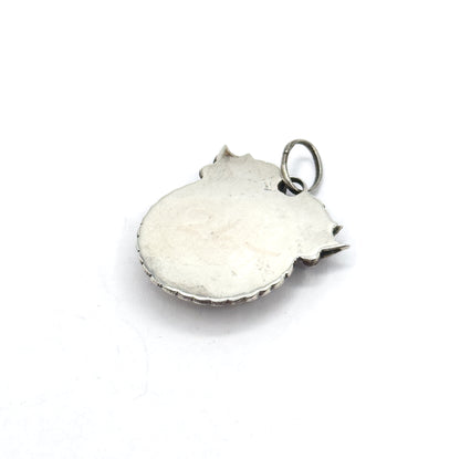 Mid-Century Turquoise Owl Pendant in Sterling Silver