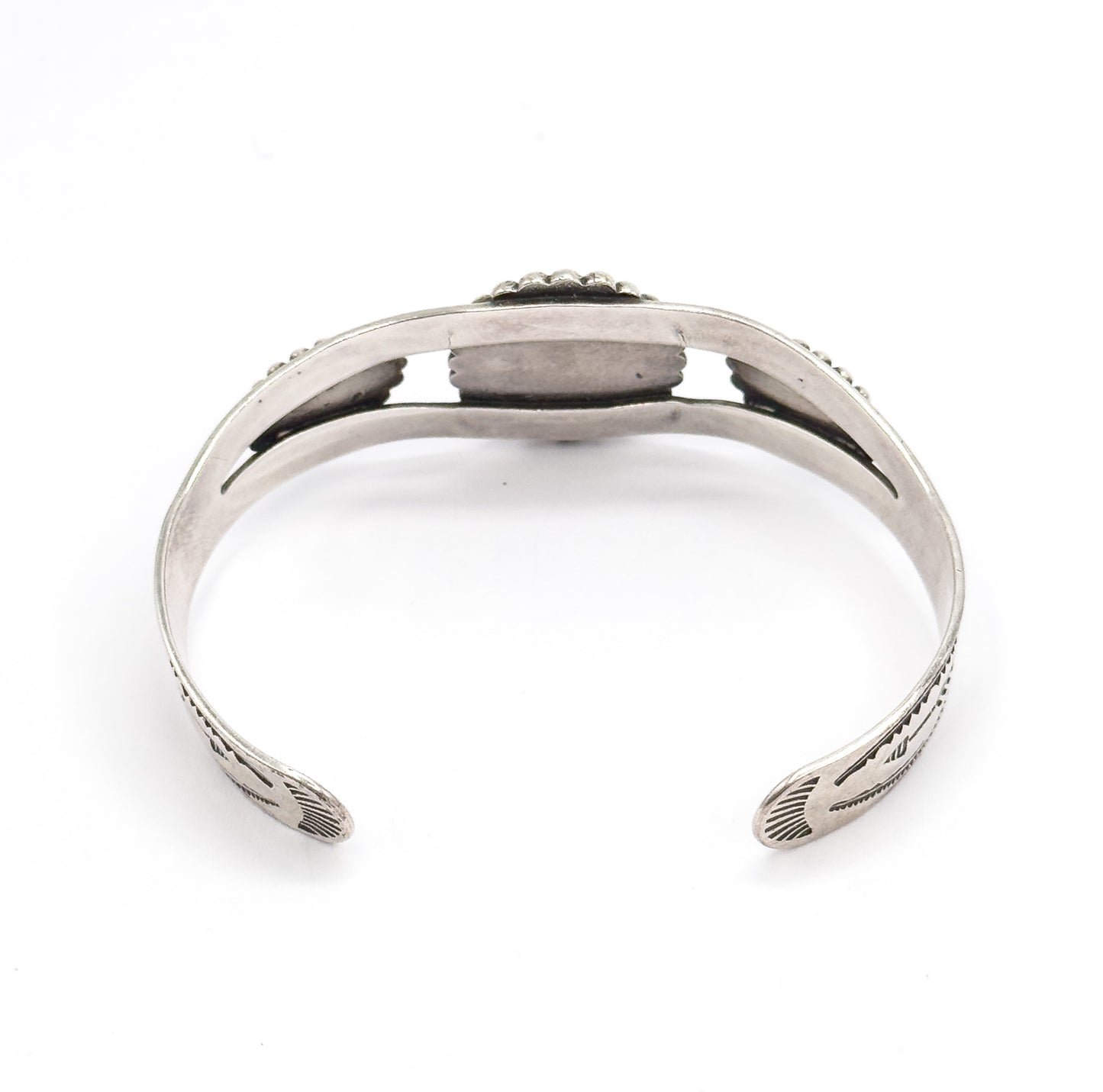 Vintage Turquoise Cabochon Cuff Bracelet in Sterling Silver