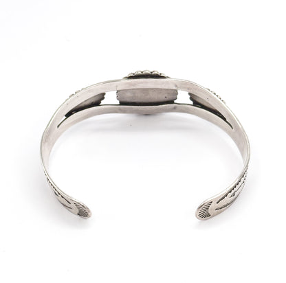 Vintage Turquoise Cabochon Cuff Bracelet in Sterling Silver