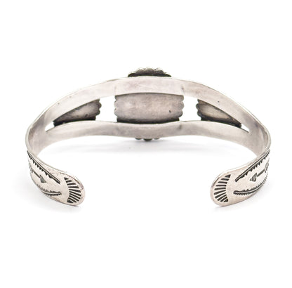 Vintage Turquoise Cabochon Cuff Bracelet in Sterling Silver