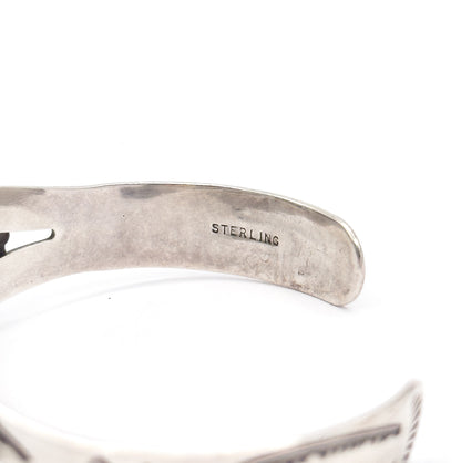 Vintage Turquoise Cabochon Cuff Bracelet in Sterling Silver