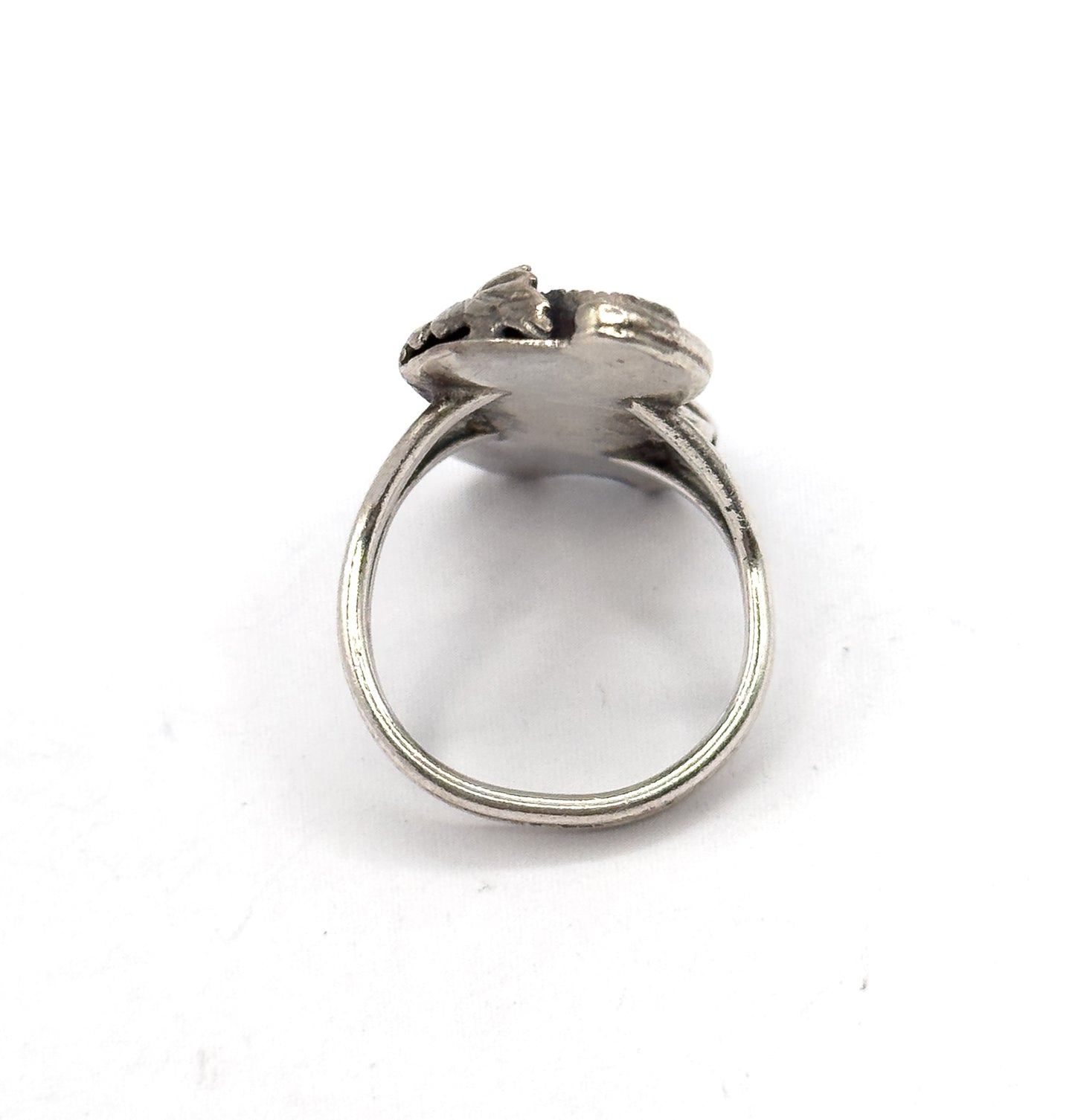 Mid-Century Native Southwestern Turquoise Duo Ring in Sterling Silver