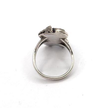 Mid-Century Native Southwestern Turquoise Duo Ring in Sterling Silver