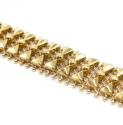 Mid-Century Geometric Bow Tie Link Bracelet in  Yellow Gold