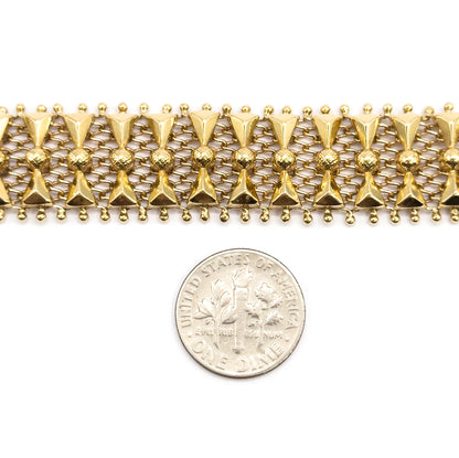 Mid-Century Geometric Bow Tie Link Bracelet in  Yellow Gold
