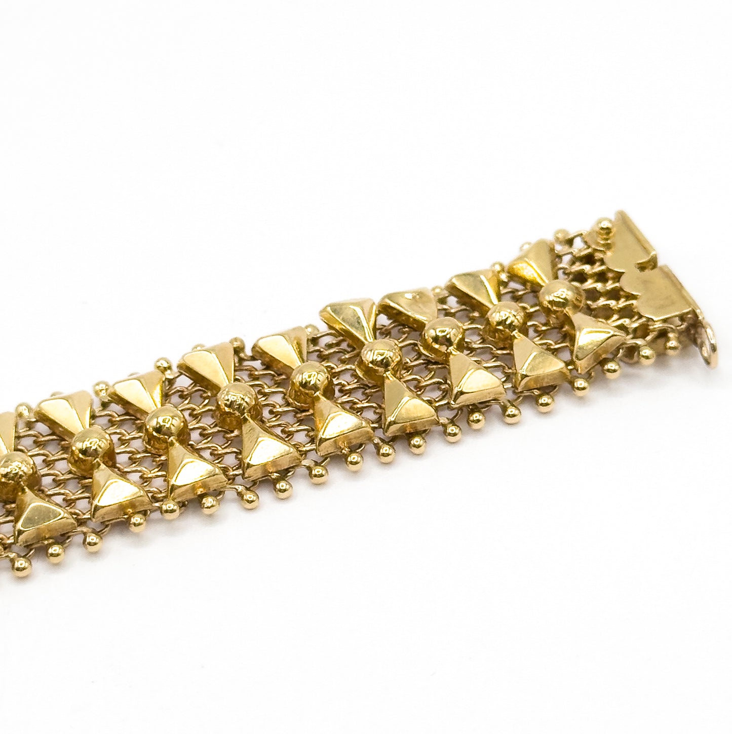 Mid-Century Geometric Bow Tie Link Bracelet in  Yellow Gold