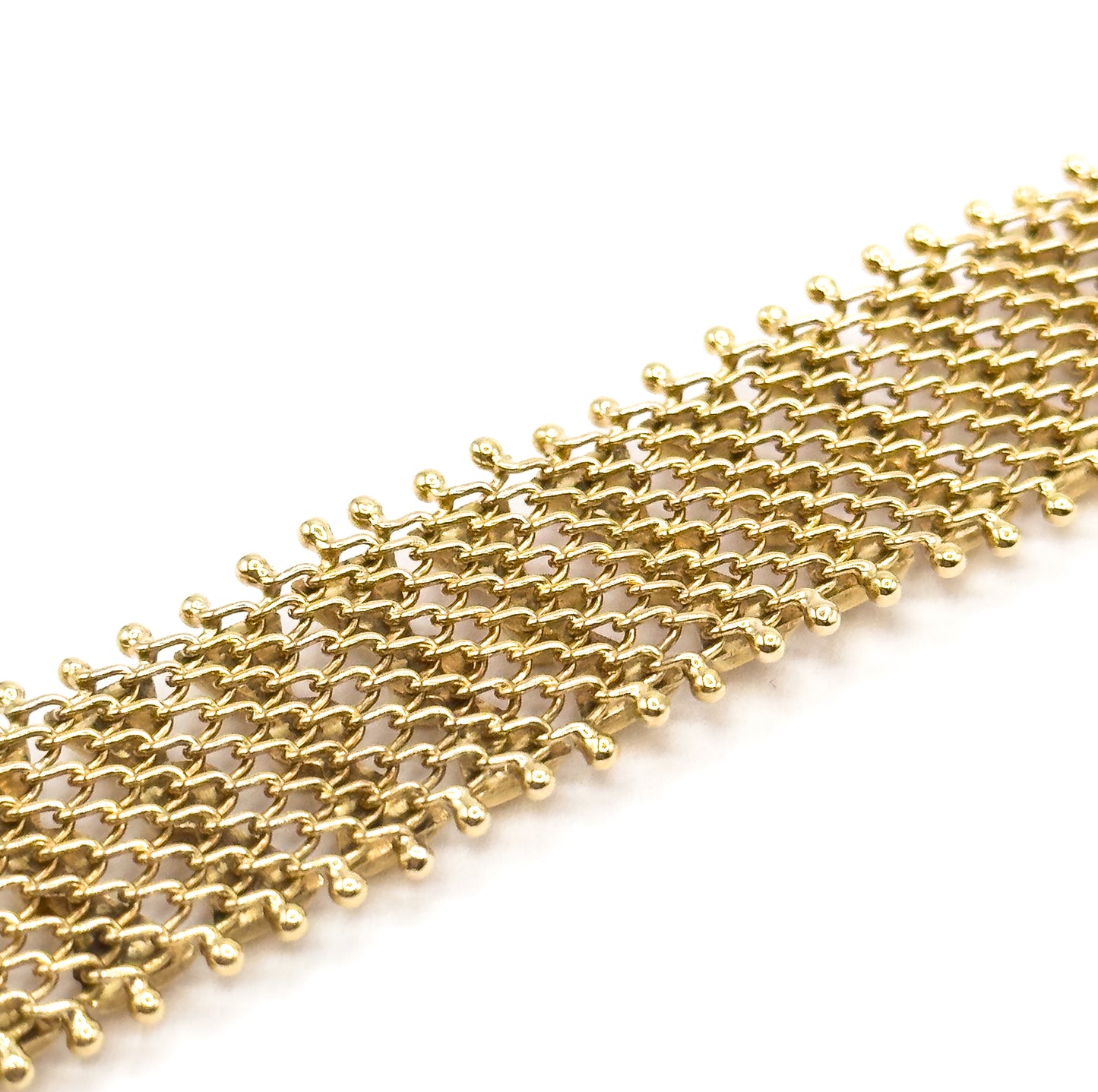 Mid-Century Geometric Bow Tie Link Bracelet in  Yellow Gold