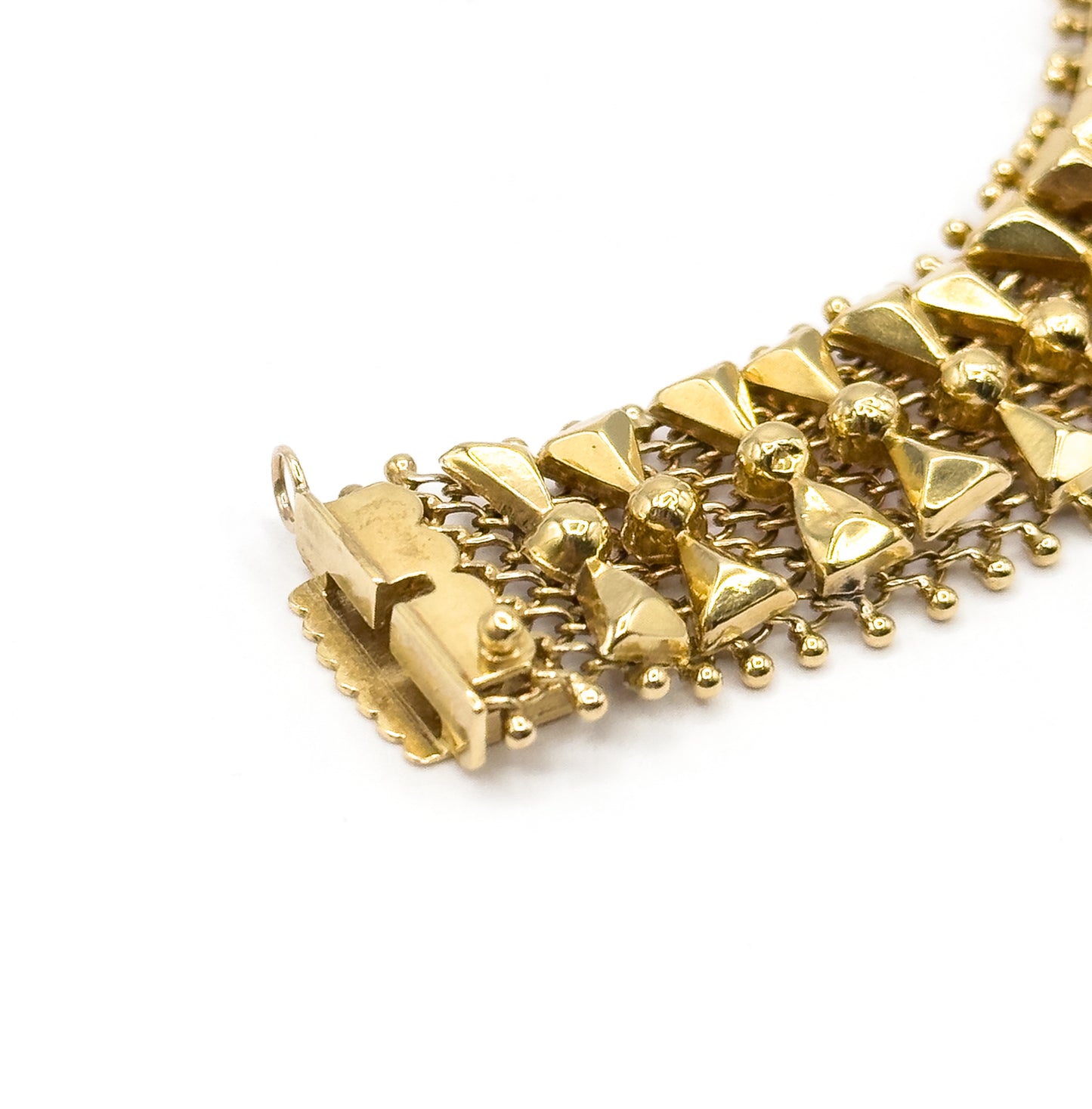 Mid-Century Geometric Bow Tie Link Bracelet in  Yellow Gold